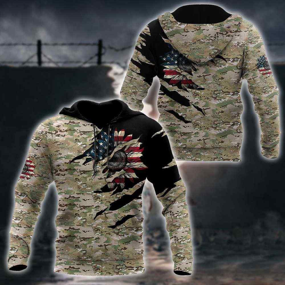 American Sunflower Camo 3D Hoodie