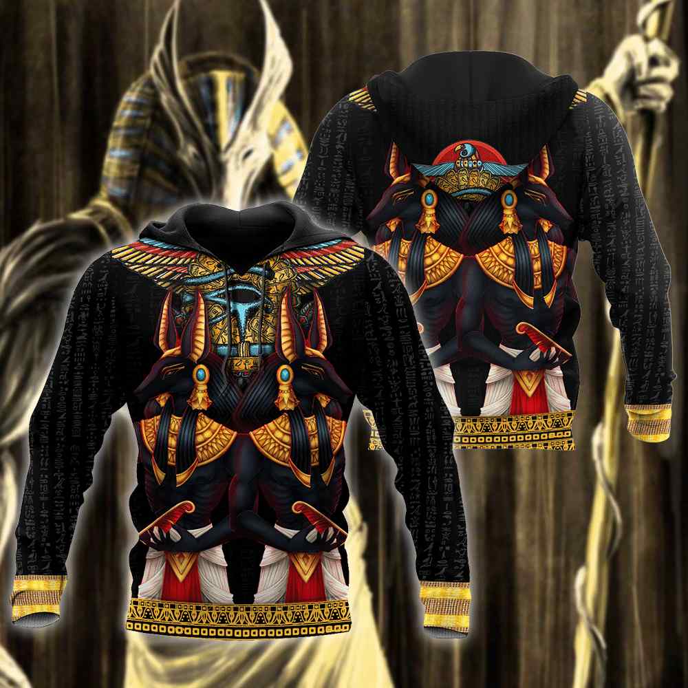 Anubis Horus Eye And Egyptian Falcon 3D Hoodie