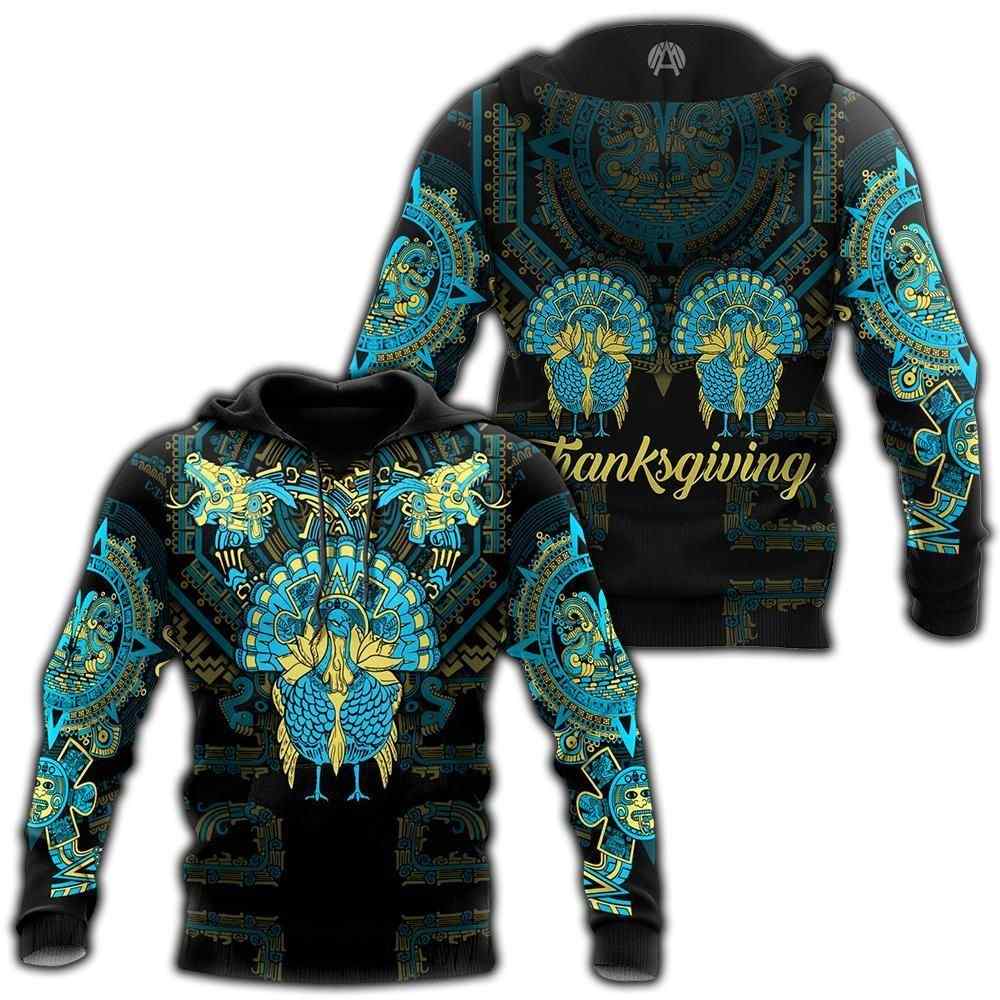 Aztec Mayan Aztec Turkey Thanksgiving 3D Hoodie