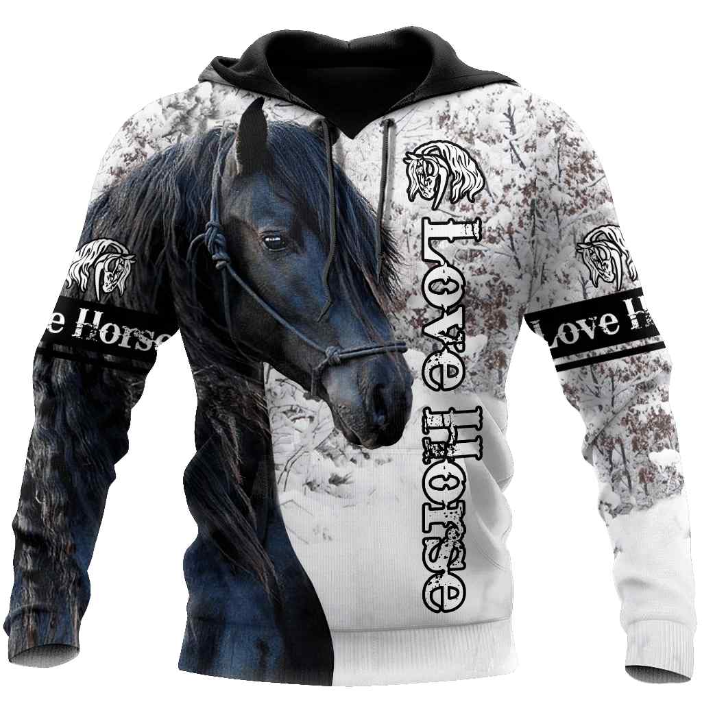 Beautiful Friesian Horse 3D Hoodie