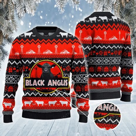 Black Angus Cow Cattle Christmas Wool Knitted Sweater