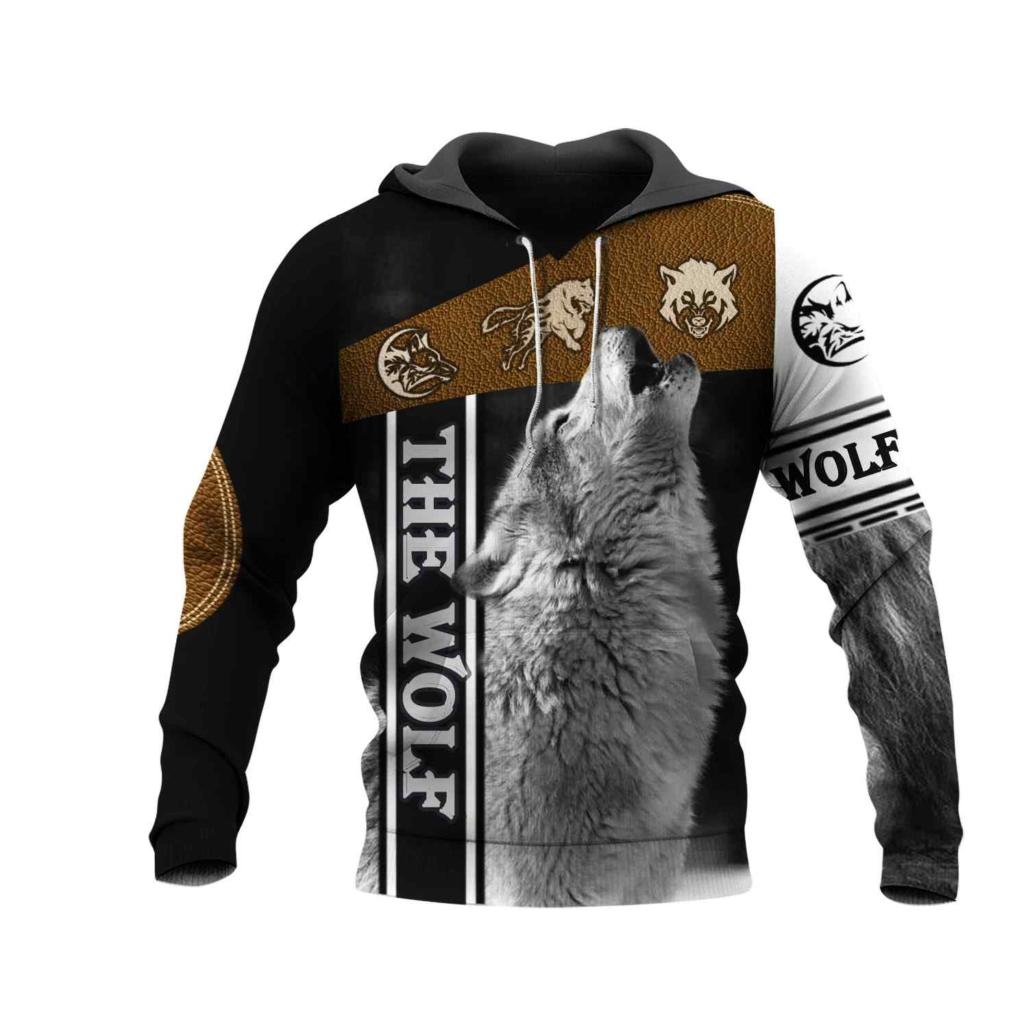 Black Howling Wolf Native American 3D Hoodie