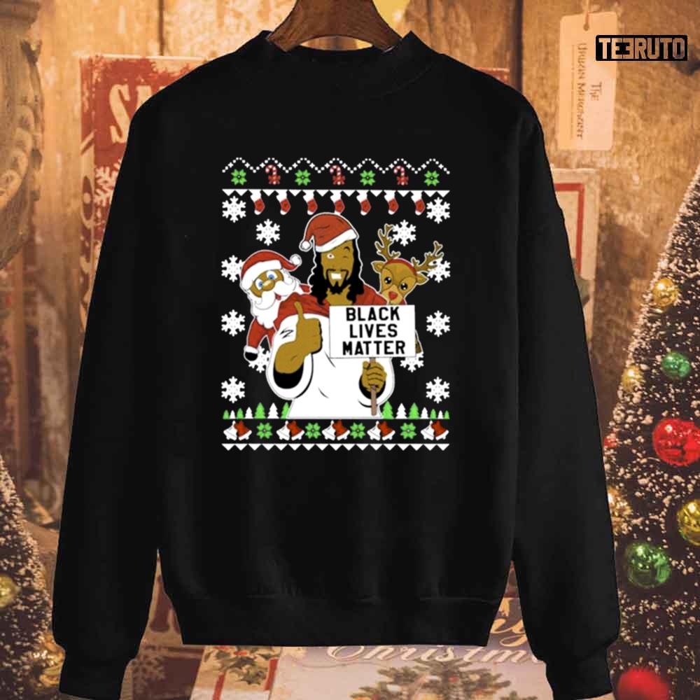 Black Lives Matter Reindeer Santa Ugly Christmas Unisex Sweatshirt