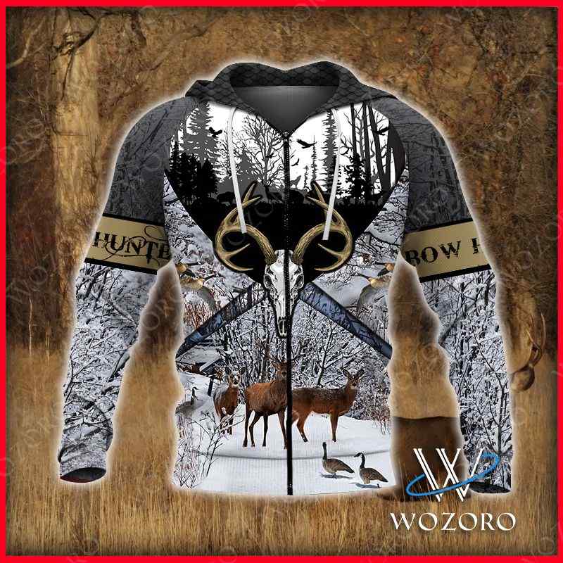 Bow Hunter Winter Hunting 3D Hoodie