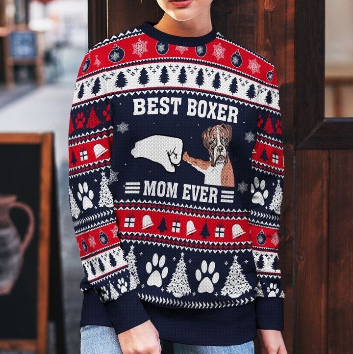 Boxer Dog Ugly Christmas Wool Knitted Sweater