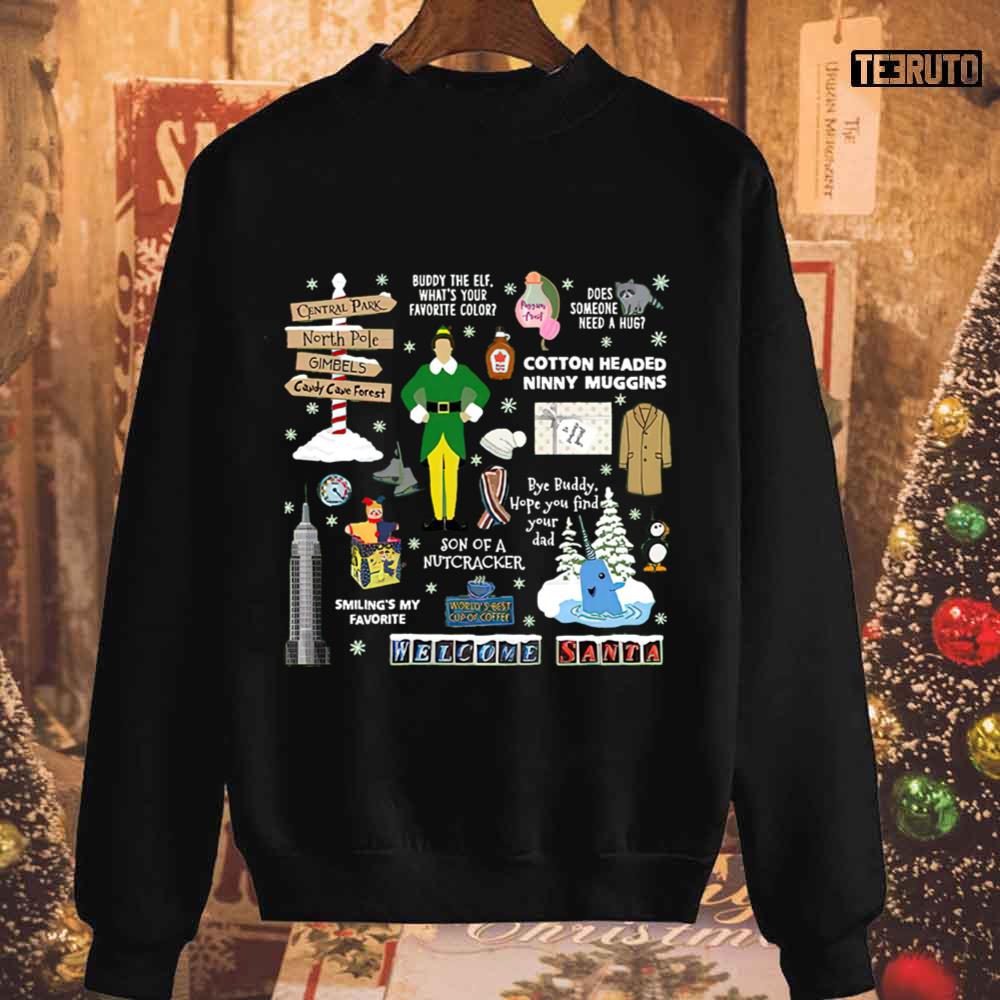 Buddy The Elf Collage Christmas Movie Unisex T-Shirt Sweatshirt