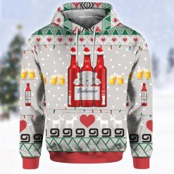 Budweiser Beer Red Bottles Christmas 3D Hoodie