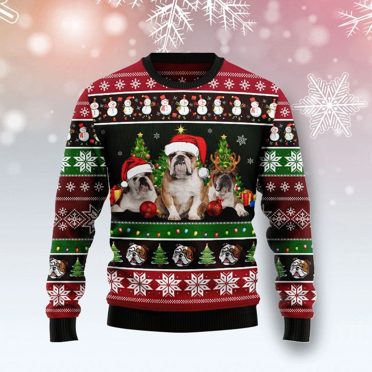 Bulldog Group Beauty Christmas 3D Sweater