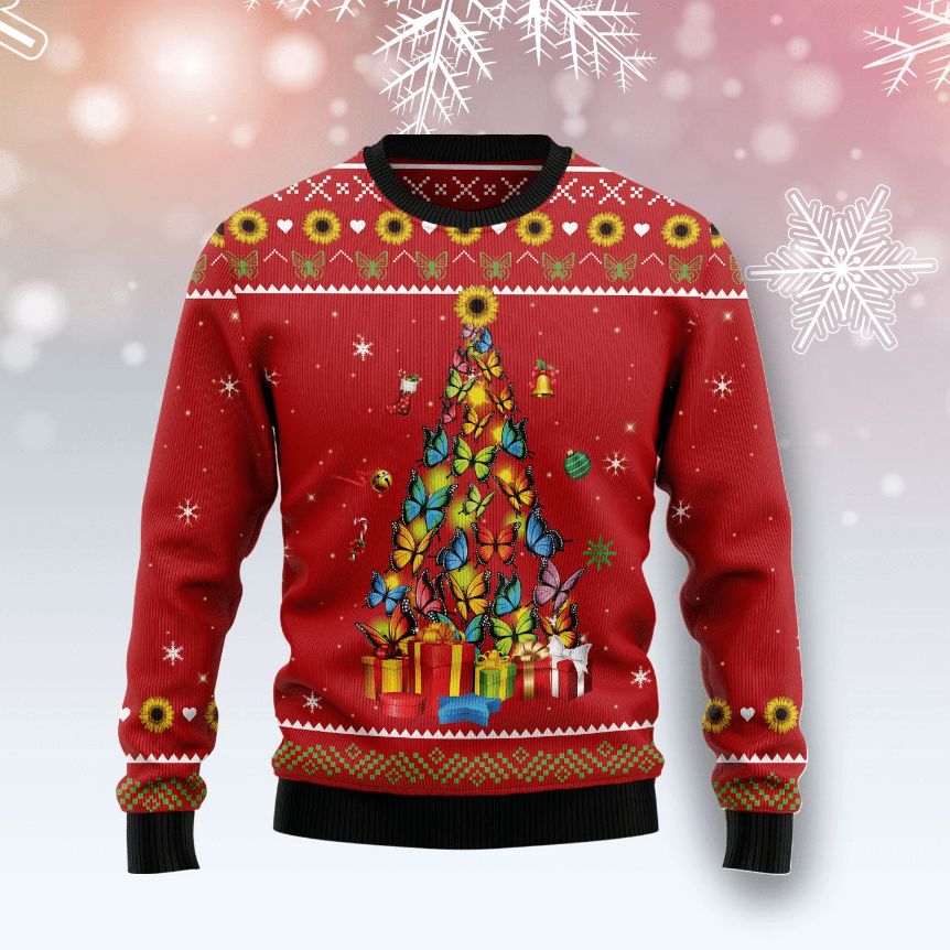 Butterfly Christmas Tree 3D Sweater