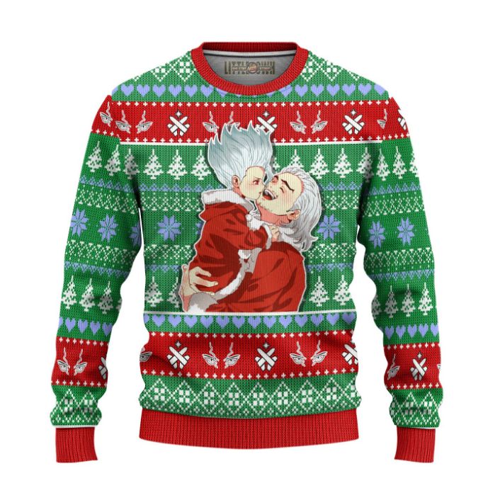 Byakuya x Senku Anime Ugly 3D Christmas Sweater