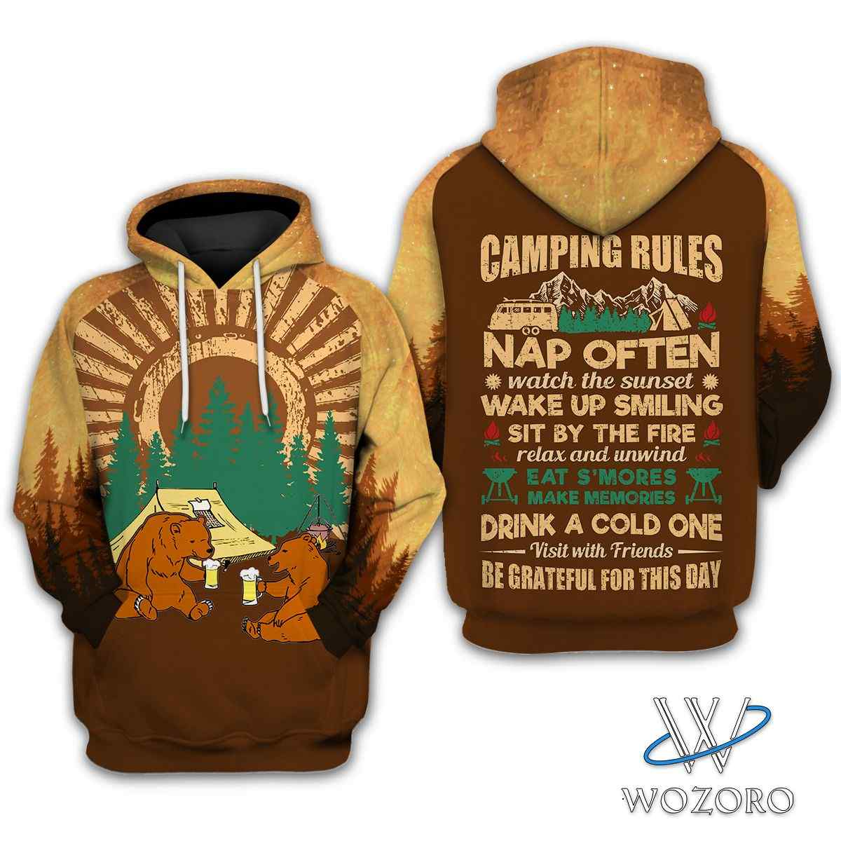 Camping Rules 3D Hoodie