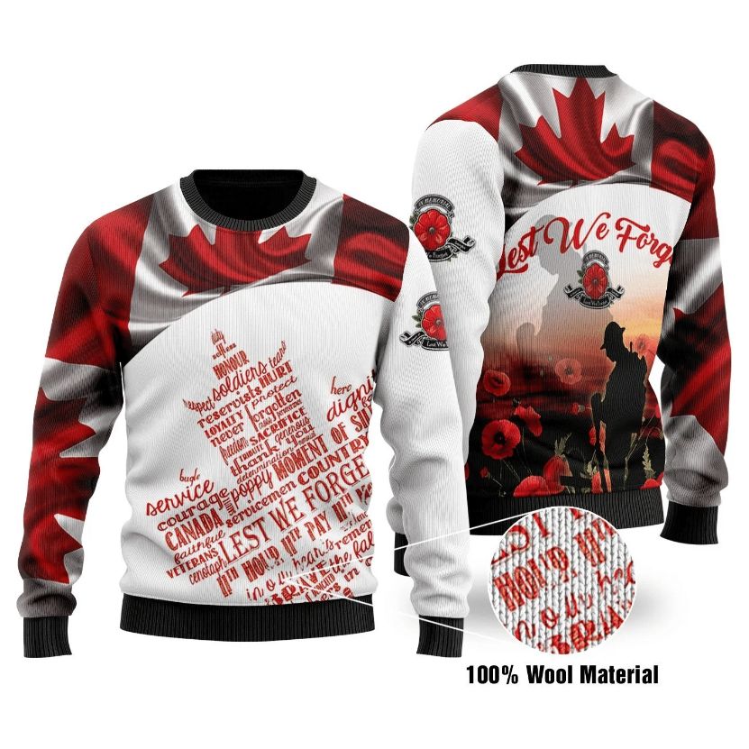 Canadian Veterans Ugly Christmas Sweater 3D