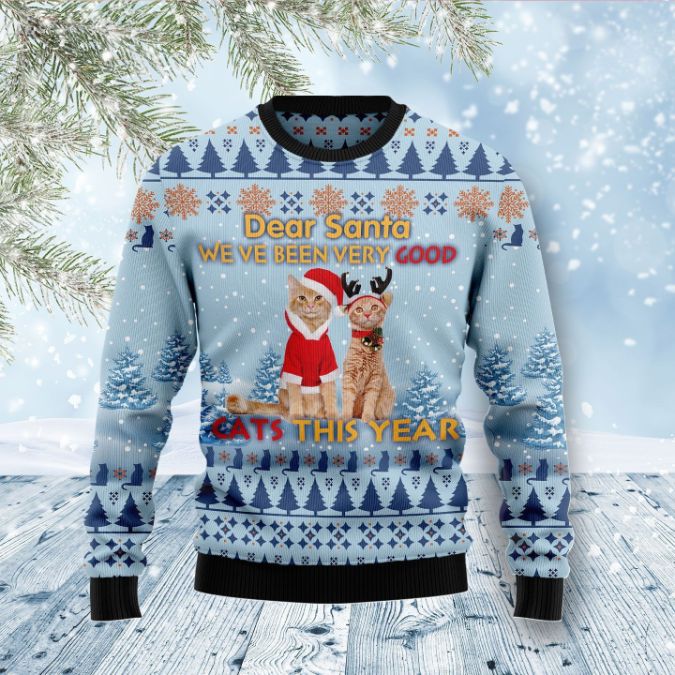 Cat Dear Santa Xmas 3D Sweater