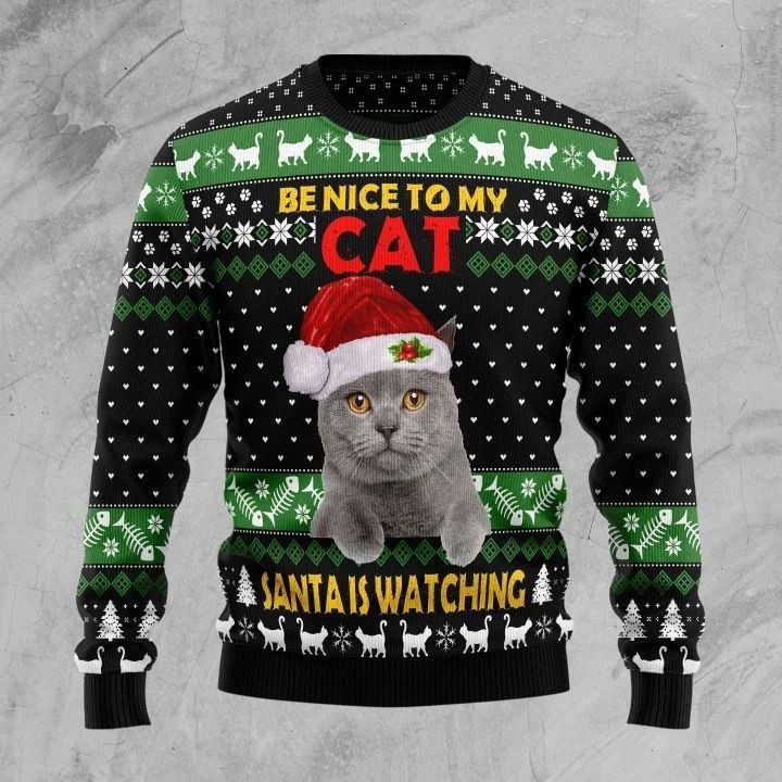Cat Santa Is Watching 3D Sweater