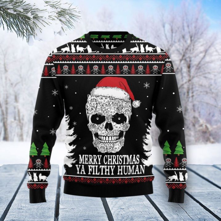 Cat Skull Santa 3D Sweater Xmas