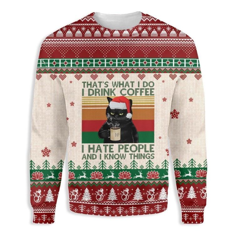 Cat That_s What I Drink Coffee 3D Xmas Sweater