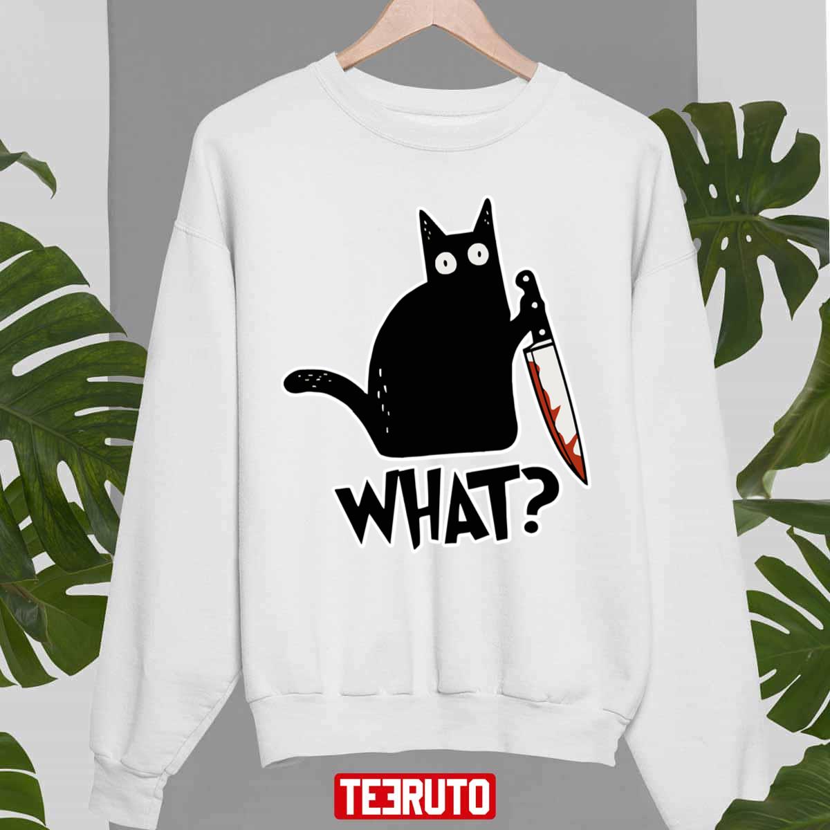 Cat What Murderous Black Cat With Knife Unisex Sweatshirt