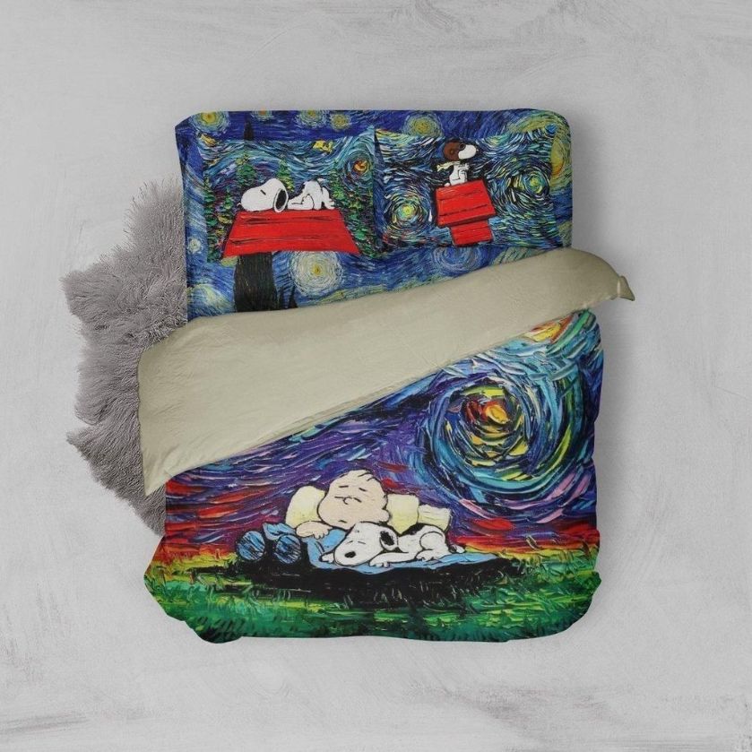 Charlie Brown And Snoopy Woodstock Art Bedding Set