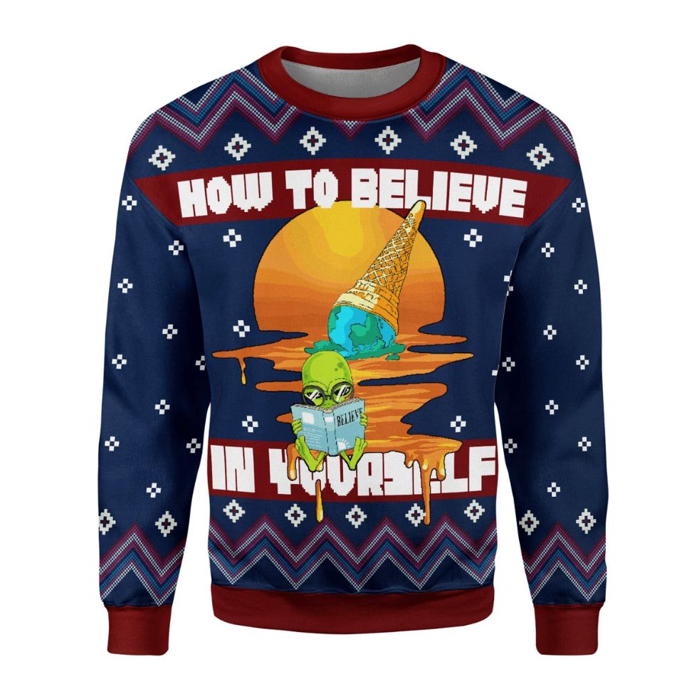 Christmas 3D Sweater How to Believe In Yourself