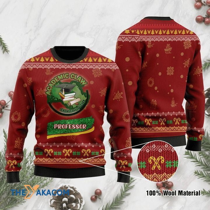 Christmas 3D Sweater Patterns Teacher Academic Claw Professor