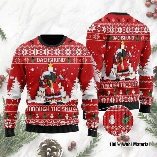 Christmas Dachshund Through The Snow 3D Sweater