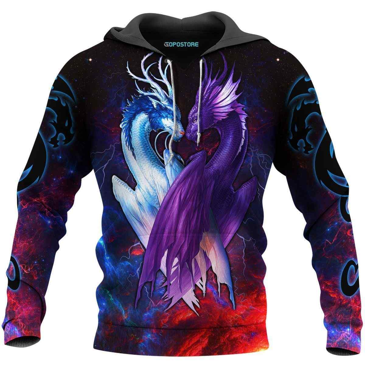 Christmas Dragon Couple 3D Hoodie