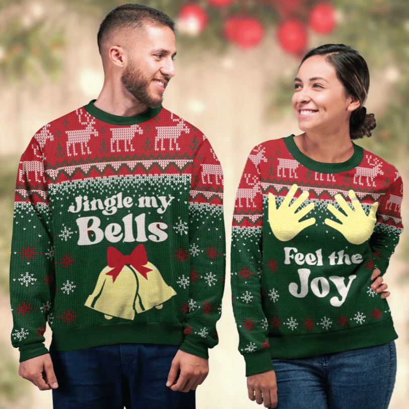 Christmas Jingle Bells Couple 3D Sweater - Teeruto