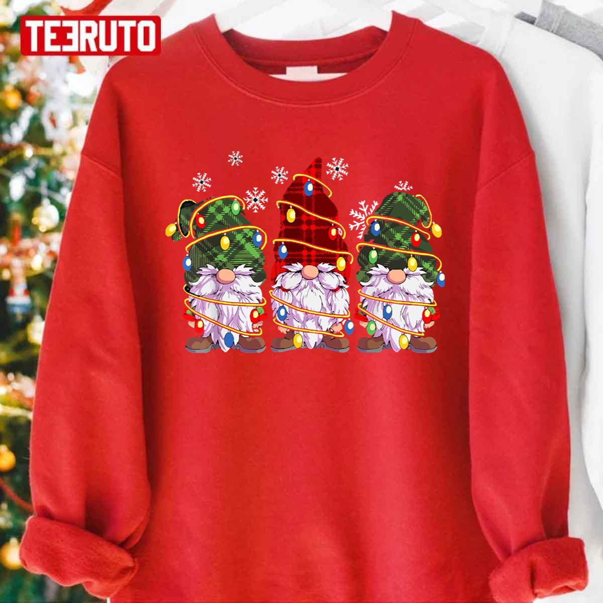 Christmas Lights Funny Gnomes Tangling Unisex Sweatshirt