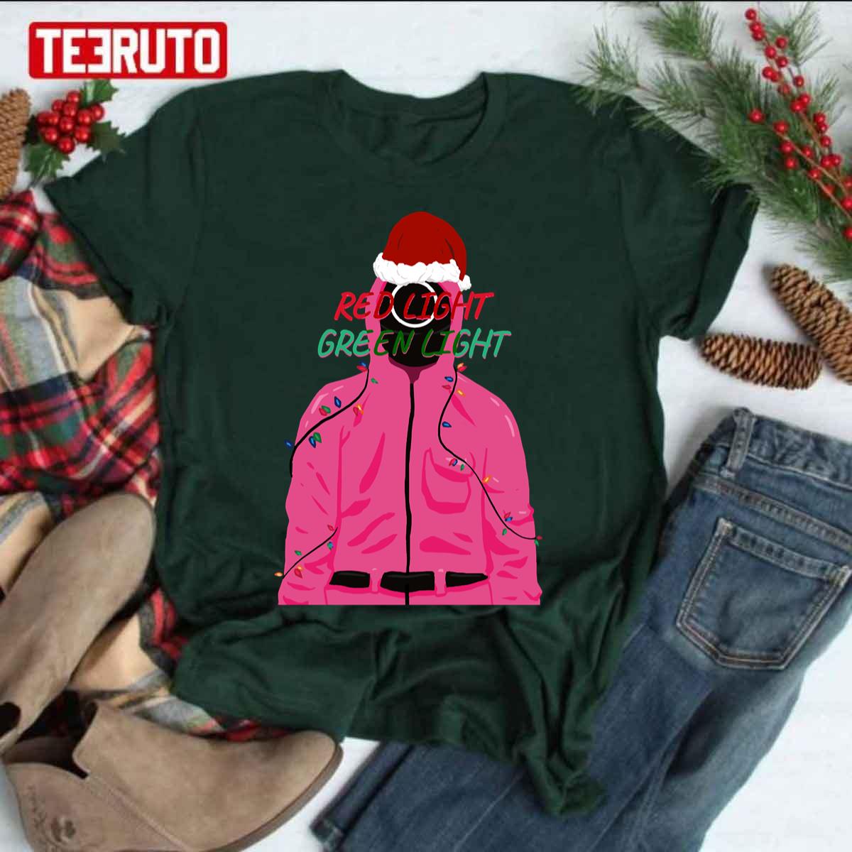 Christmas Squid Game Red Light Green Light Pink Soldier Unisex Sweatshirt