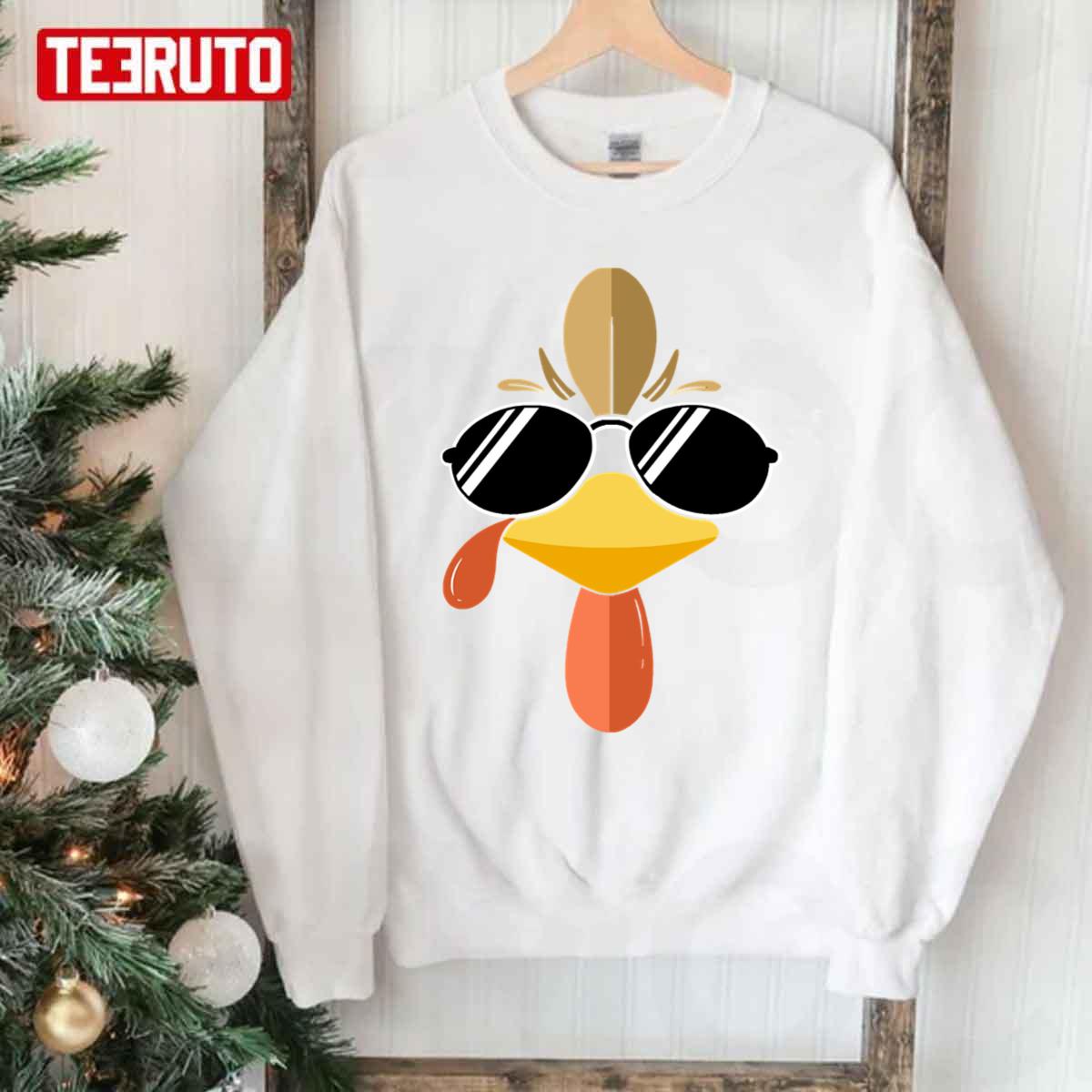 Cool Turkey Face Thanksgiving Unisex Sweatshirt