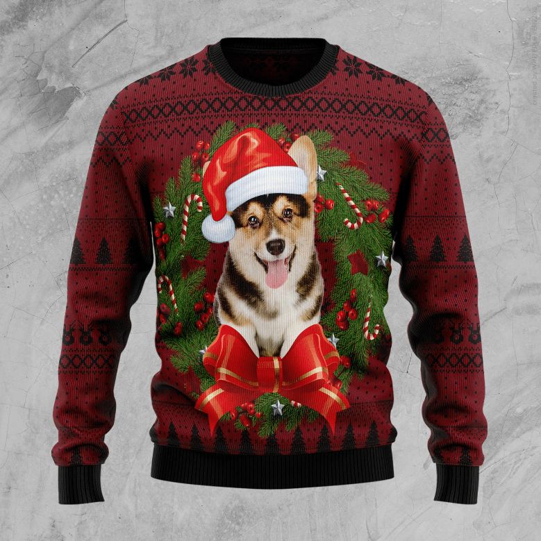 Corgi Wreath Sweater 3D Christmas - Teeruto