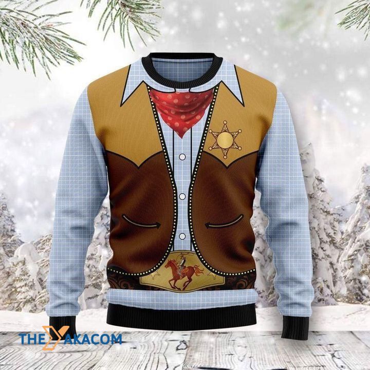 Cowboy Custime Ridding Horse Xmas 3D Sweater