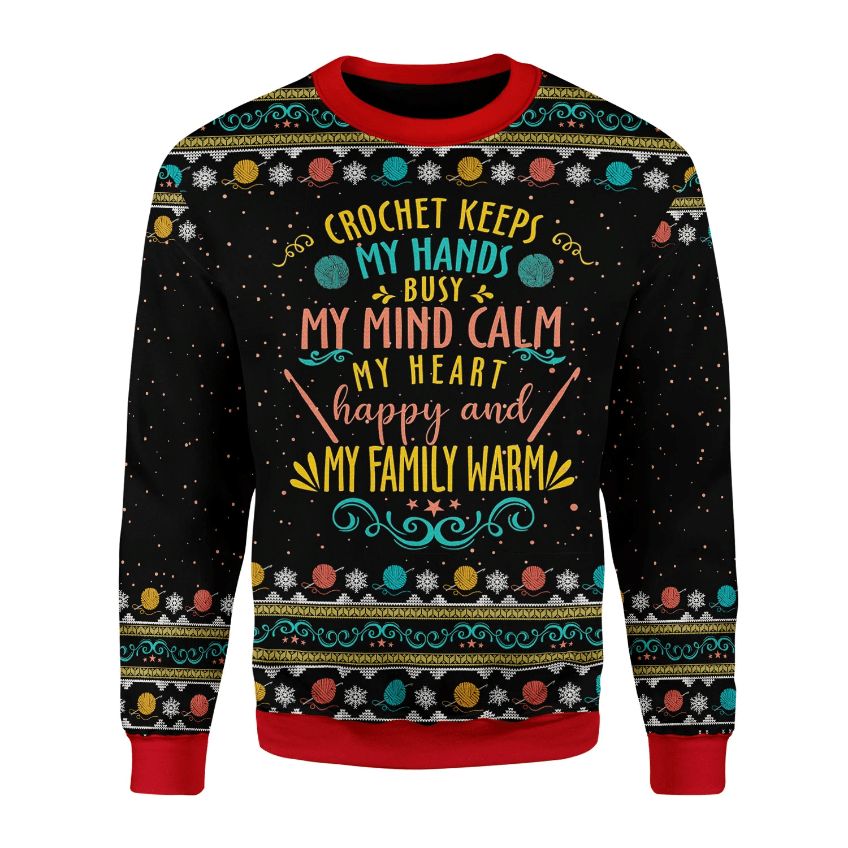 Crochet Keep My Hand Busy 3D Xmas Sweater Apparel