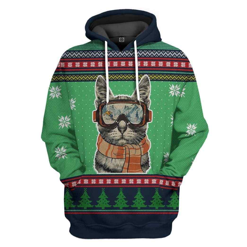 Custom Skiing Cat 3D Hoodie