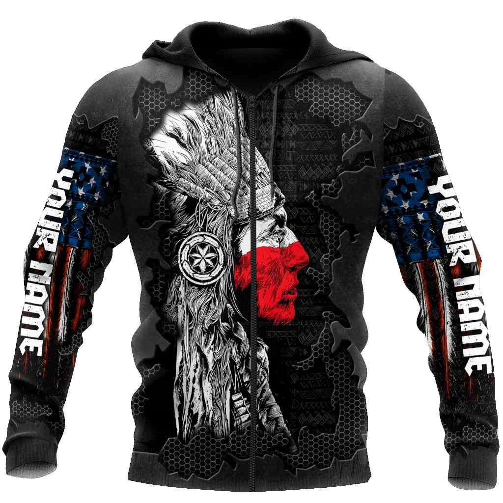 Customize Native American – USA Flag 3D Hoodie