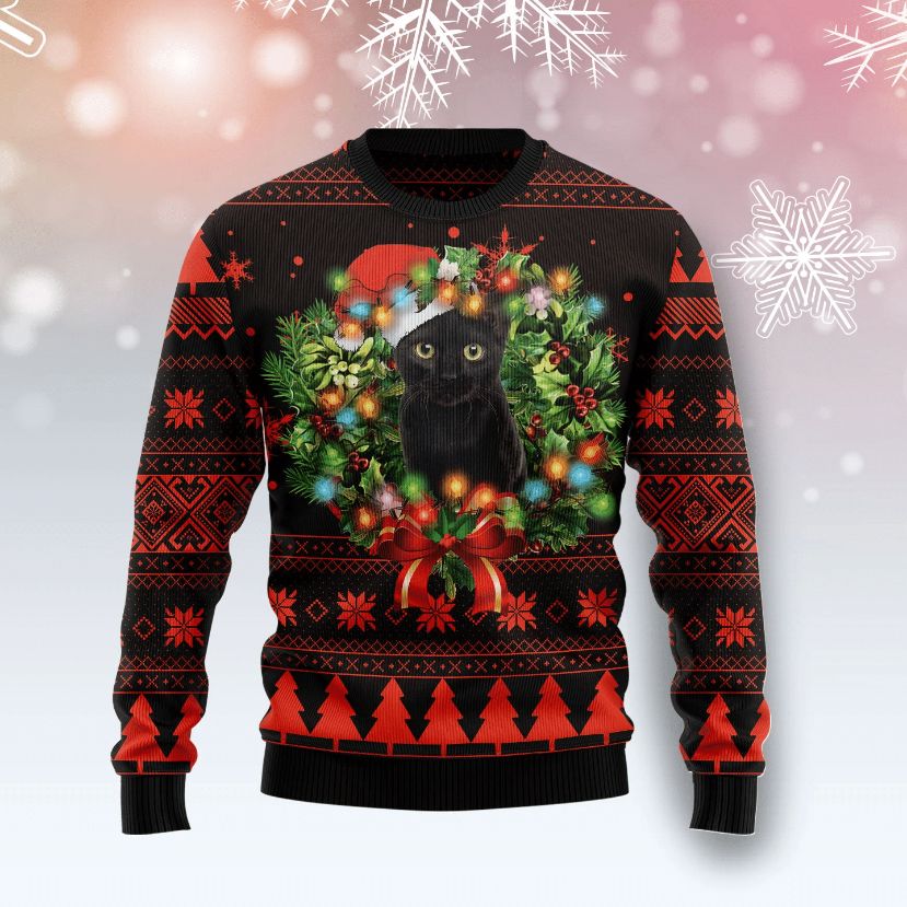 Cute Black Cat Sweater 3D Christmas