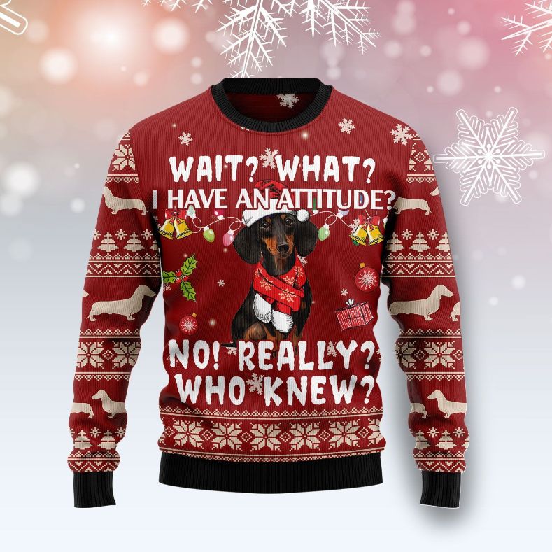 Dachshund Attitude 3D Sweater Christmas