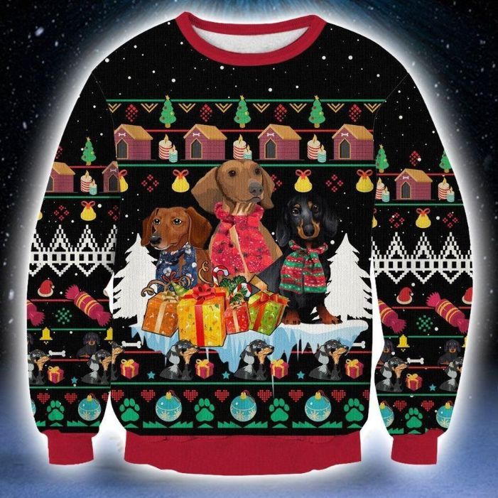 Dachshund Dog Sweater 3D Xmas