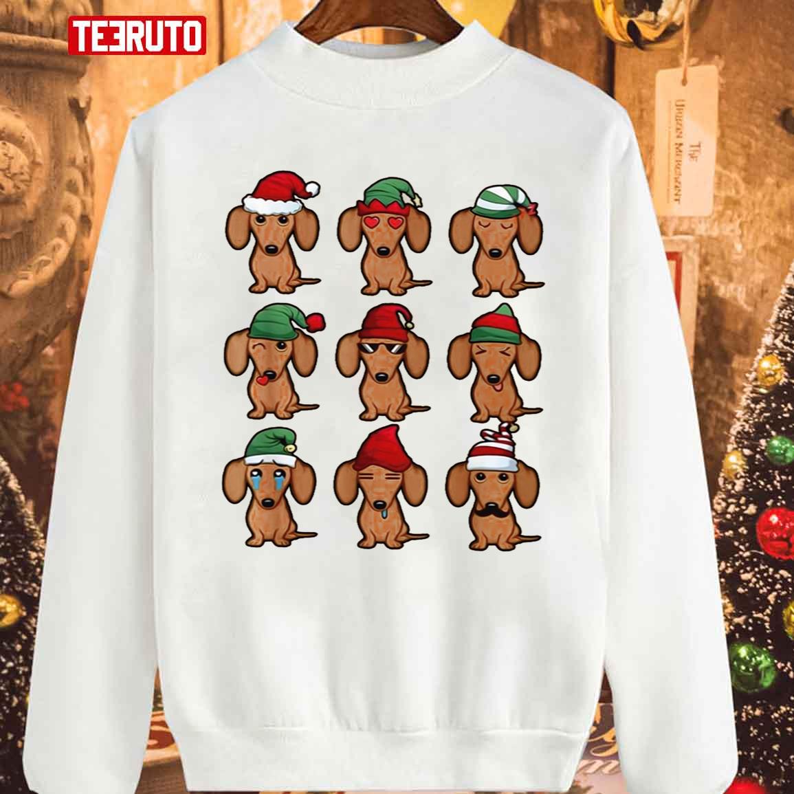 Dachshund Dogs Santa Elf Merry Christmas Unisex Sweatshirt