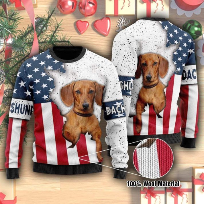 Dachshund Flag Ugly Christmas Sweater 3D All Over Print