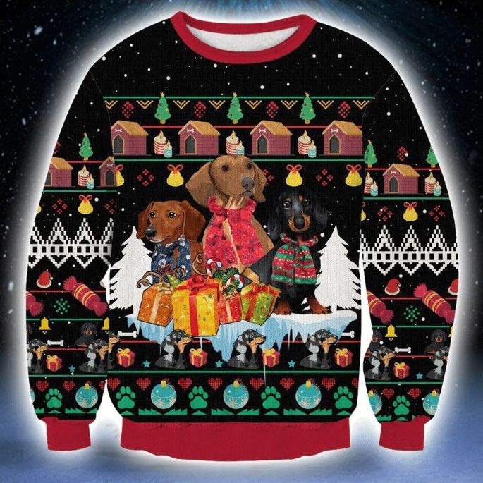 Dachshund Ugly Christmas Sweater 3D All Over Print