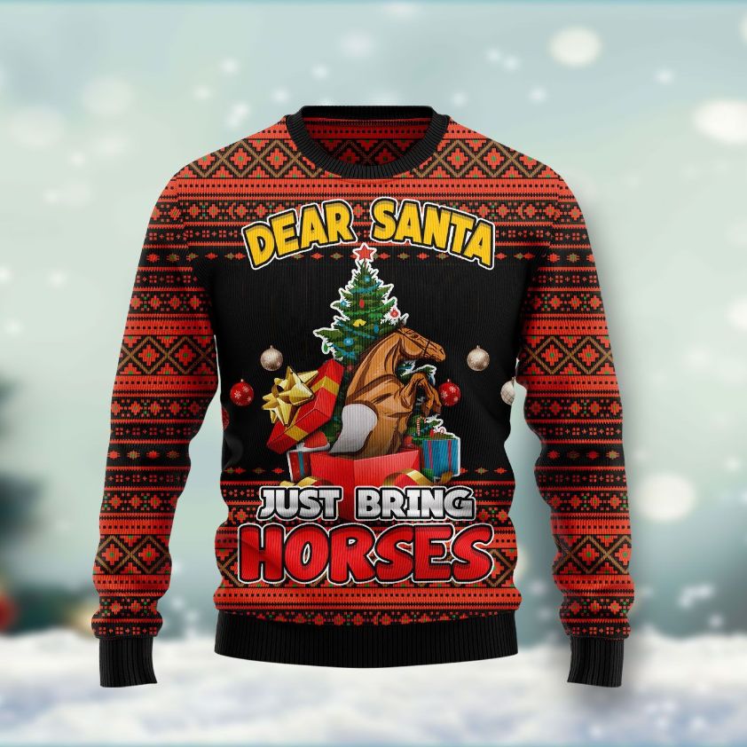 Dear Santa Just Bring Horses Xmas Sweater 3D