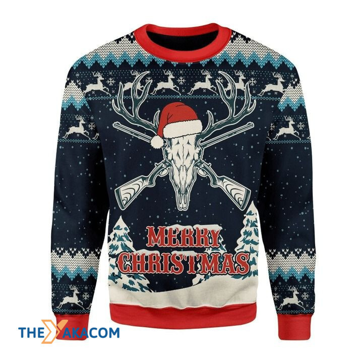 Deer Hunting Merry Christmas Sweater 3D - Teeruto