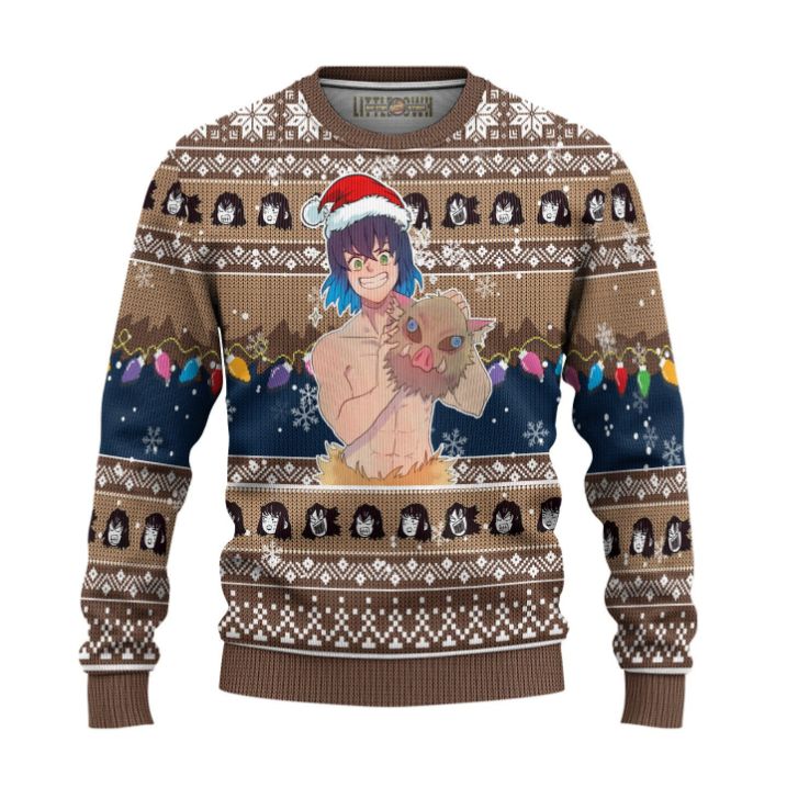 Demon Slayer Inosuke Hashibira Anime Ugly Christmas Sweater 3D