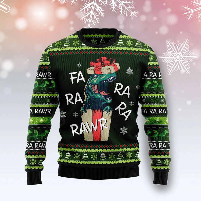 Dinosaur Gift Farararawr Xmas 3D Sweater