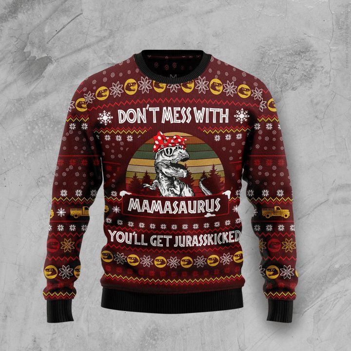 Dinosaur Mom Ugly Christmas Sweater 3D All Over Print