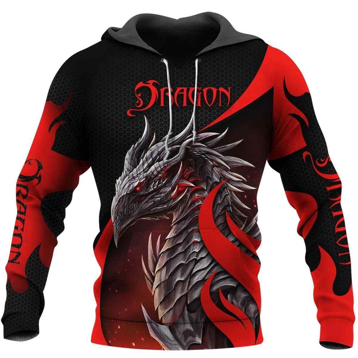 Dragon Red and Black 3D Hoodie