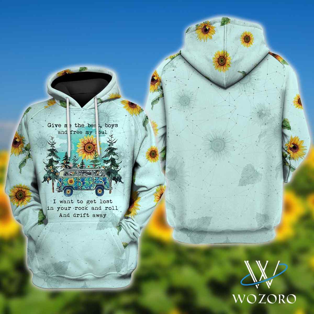 Drift Away Sun Flower Car Camping 3D Hoodie