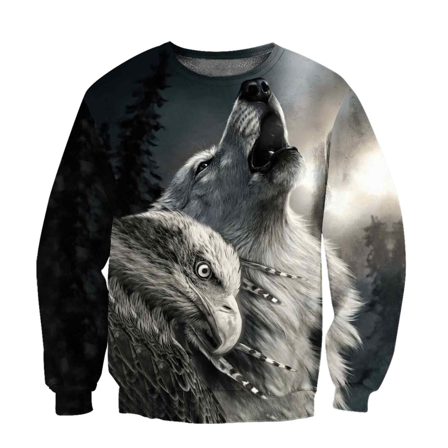 Eagle And Wolf Native American 3D Hoodie