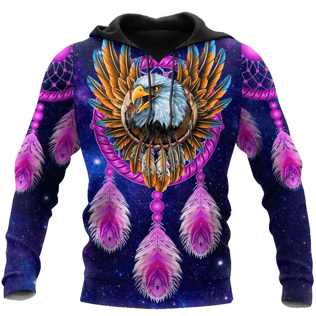 Eagle Purple Dreamcatcher Native American 3D Hoodie